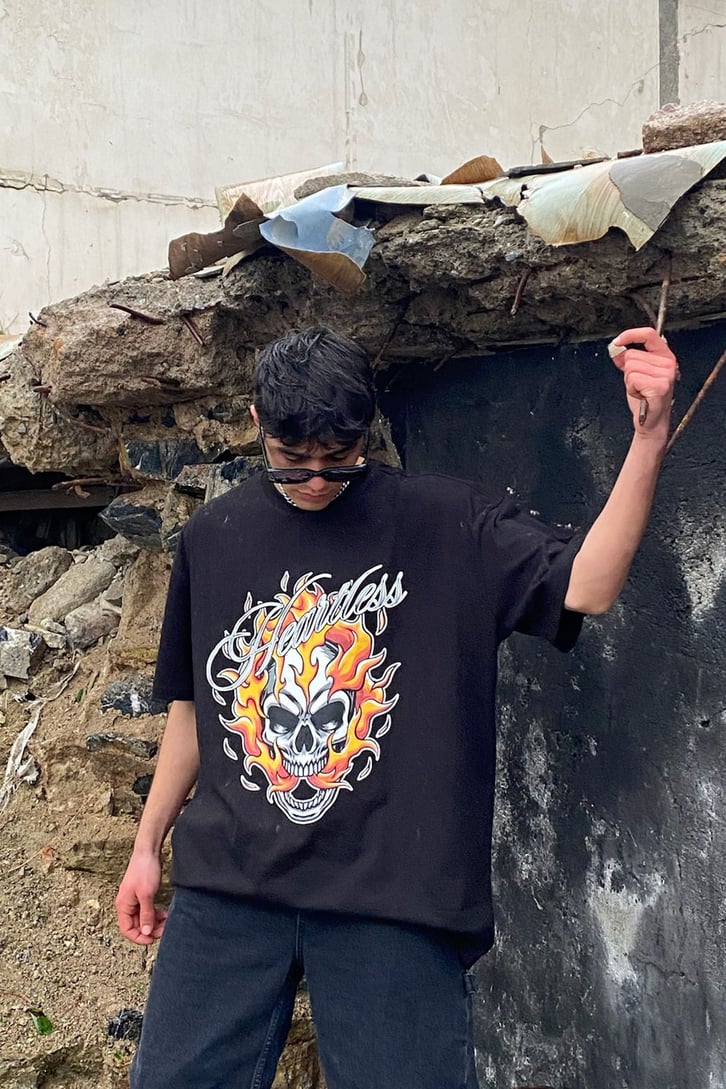 Skull Printed Oversize Tshirt