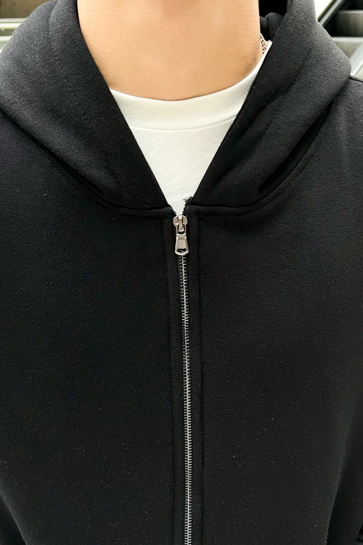 Skull & Rose Sırt Basklı Siyah Oversize Hoodie