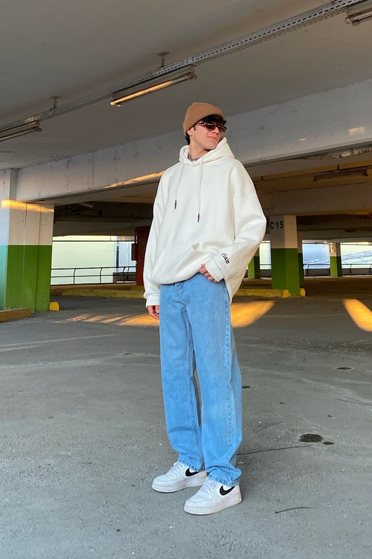 Sky Blue Basic Losse Fit Jean