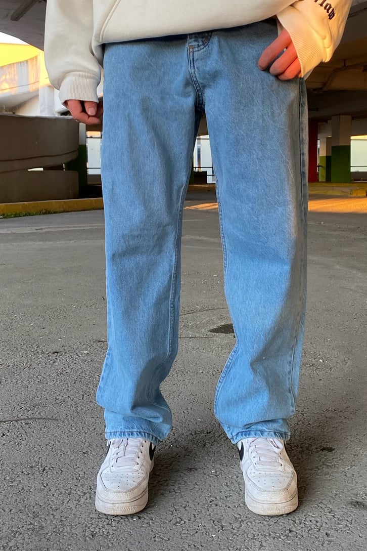 Sky Blue Basic Losse Fit Jean