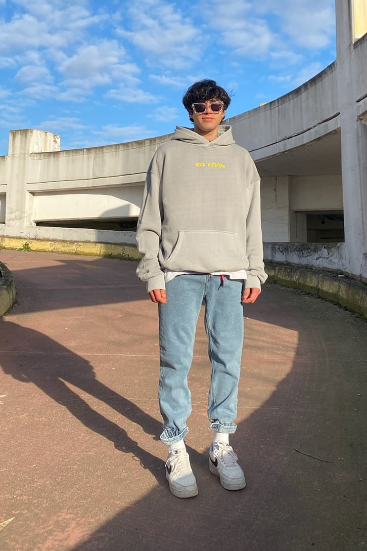 Sky Blue Cırtlı Paça Jogger Pants