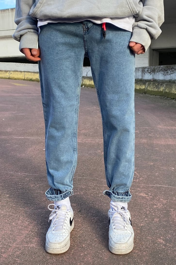 Sky Blue Cırtlı Paça Jogger Pants