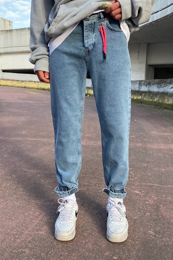 Sky Blue Cırtlı Paça Jogger Pants