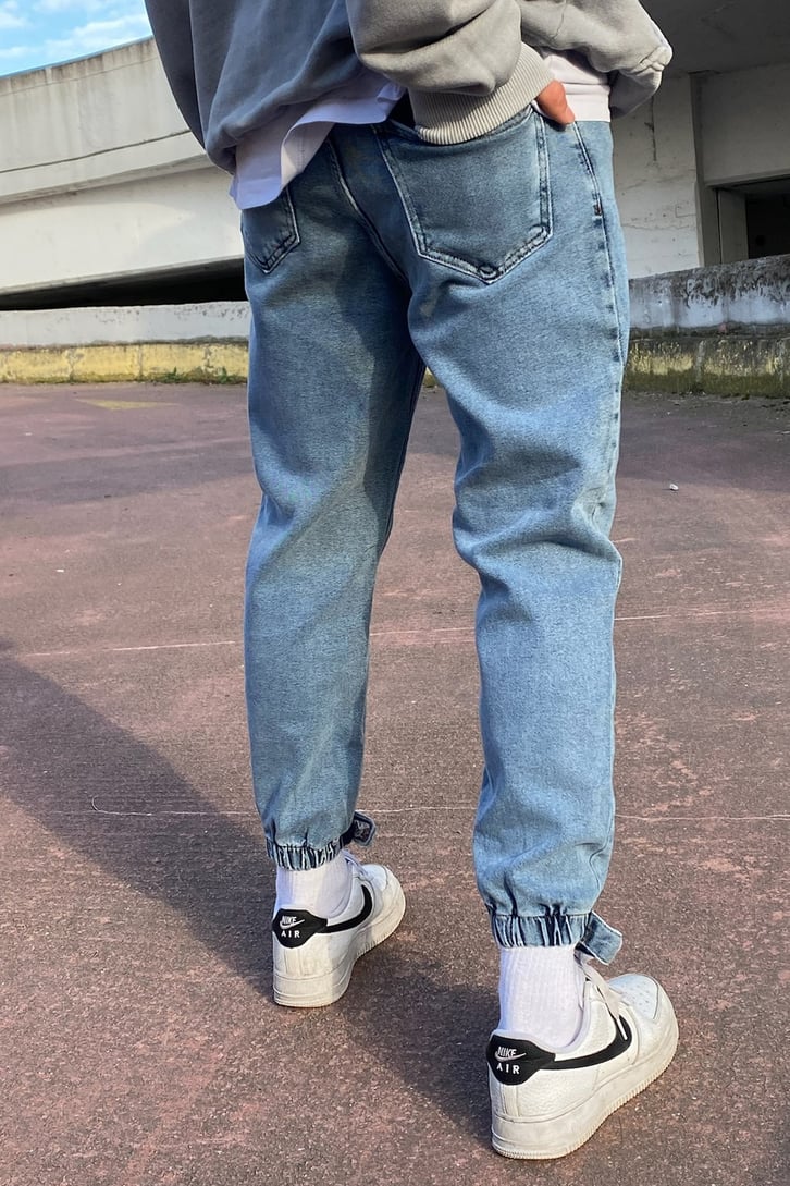 Sky Blue Cırtlı Paça Jogger Pants