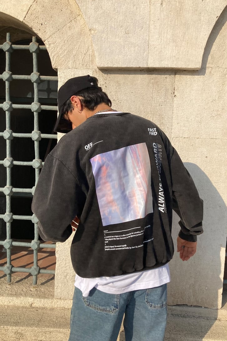 Sky Printed Oversize Hoodie