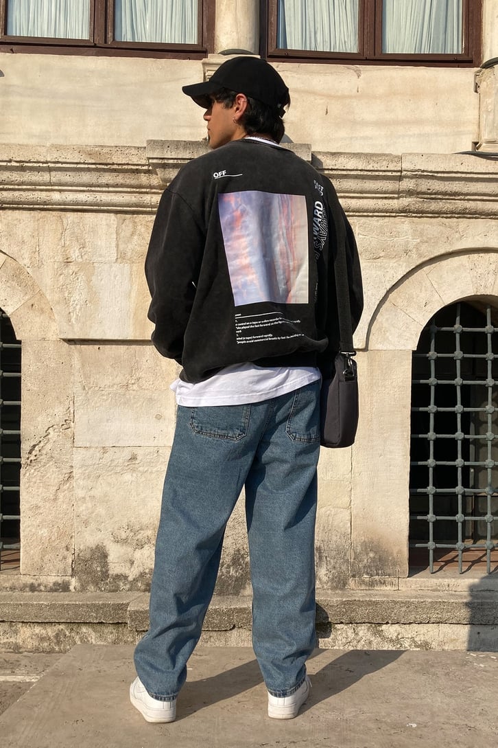 Sky Printed Oversize Hoodie