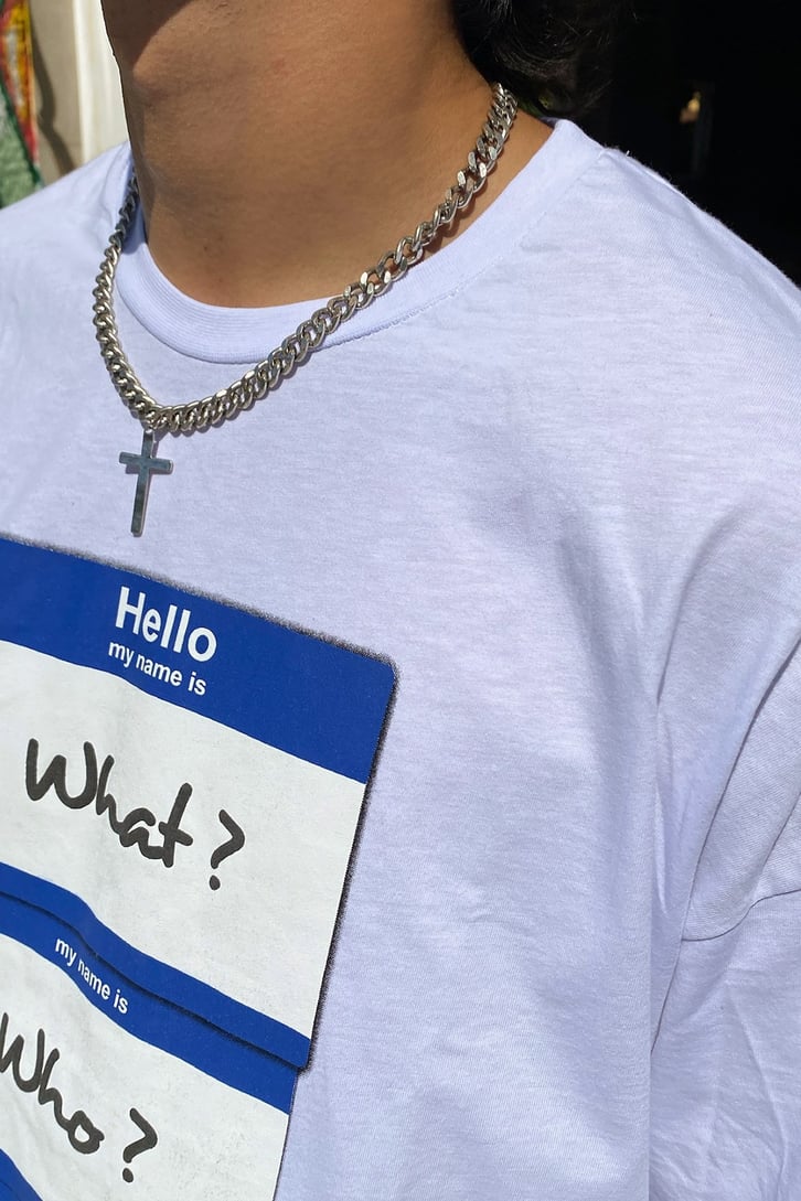 Slim Shady Baskılı Beyaz Oversize Tshirt