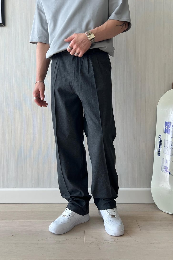 Smart Casual Koyu Gri Kumaş Pantolon