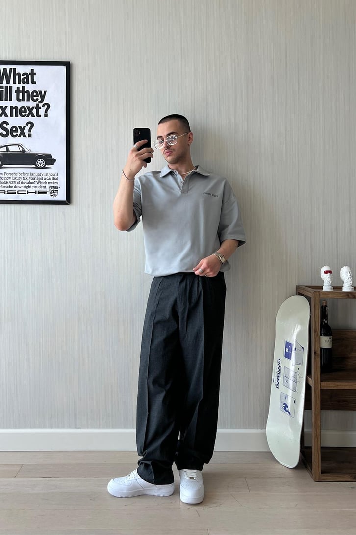Smart Casual Koyu Gri Kumaş Pantolon