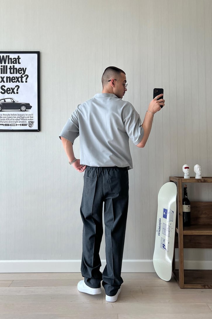 Smart Casual Koyu Gri Kumaş Pantolon