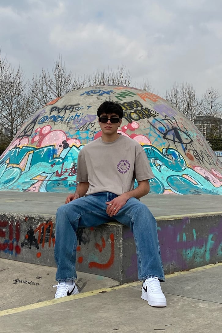 Smile World Oversize Printed Tshirt