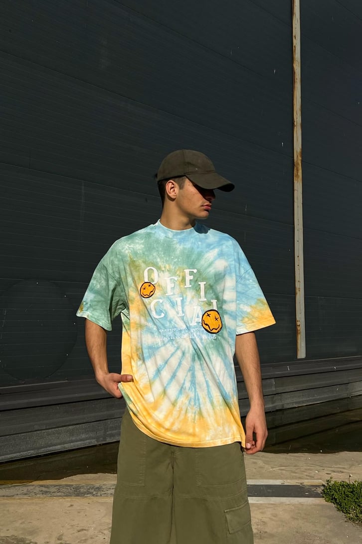 Smiley Batik Desen Oversize Tshirt