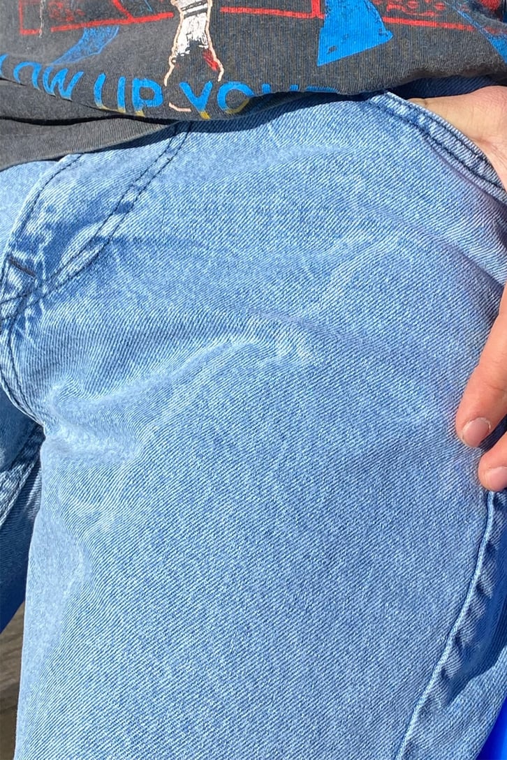 Smite Printed İce Blue Baggy Jean