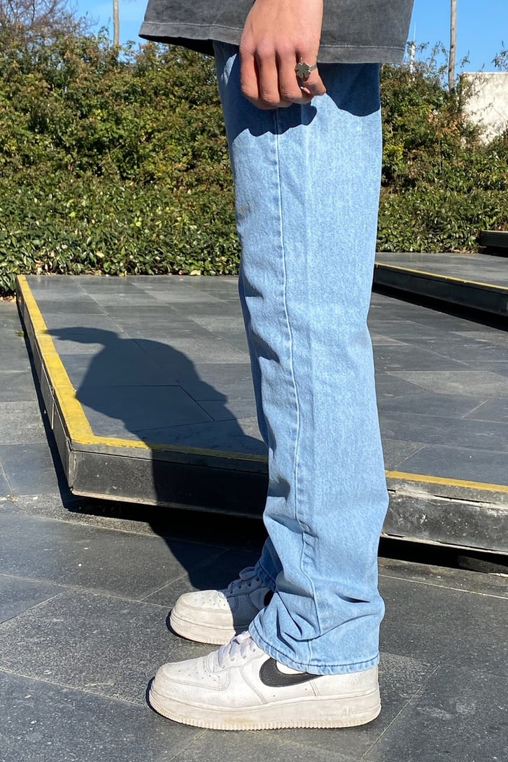 Smite Printed İce Blue Baggy Jean