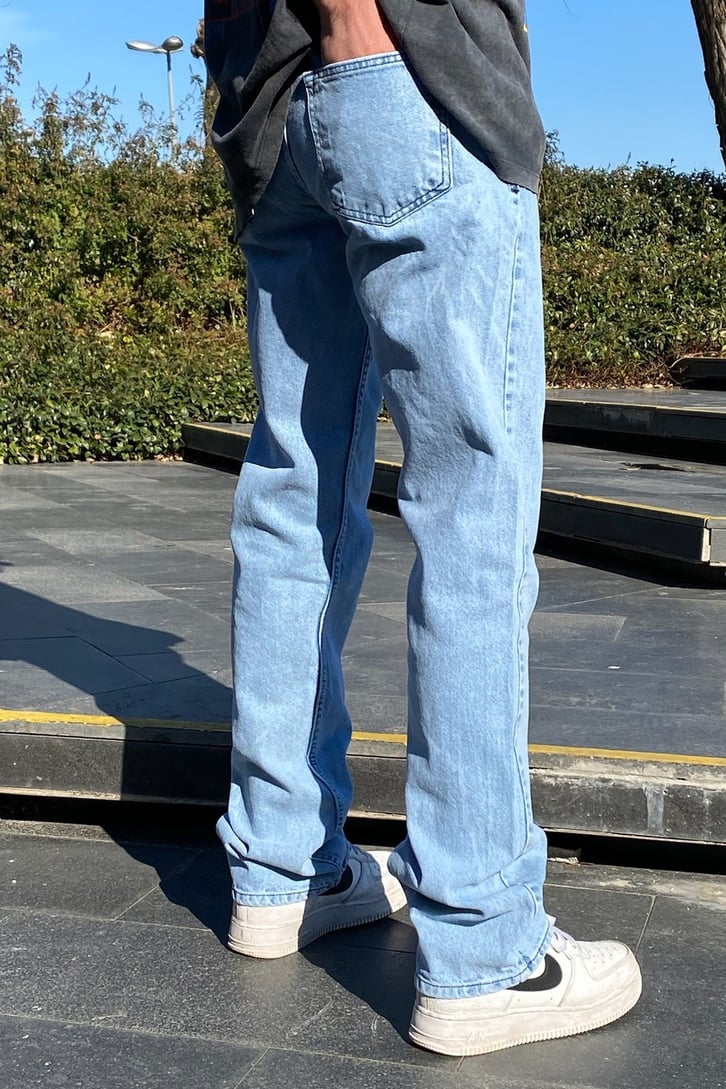 Smite Printed İce Blue Baggy Jean