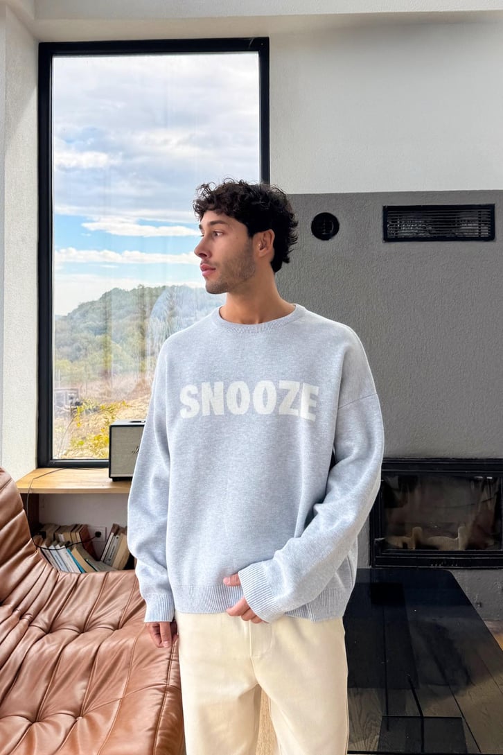 Snooze Gri Triko Kazak