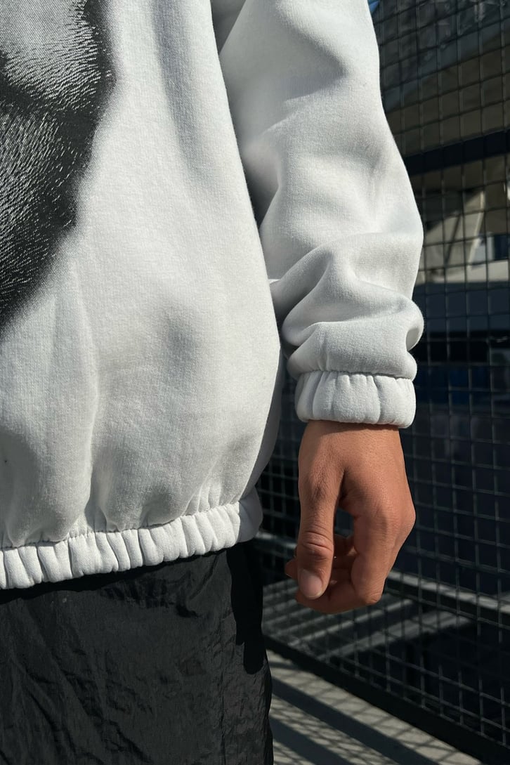 Society Baskılı Oversize Sweatshirt