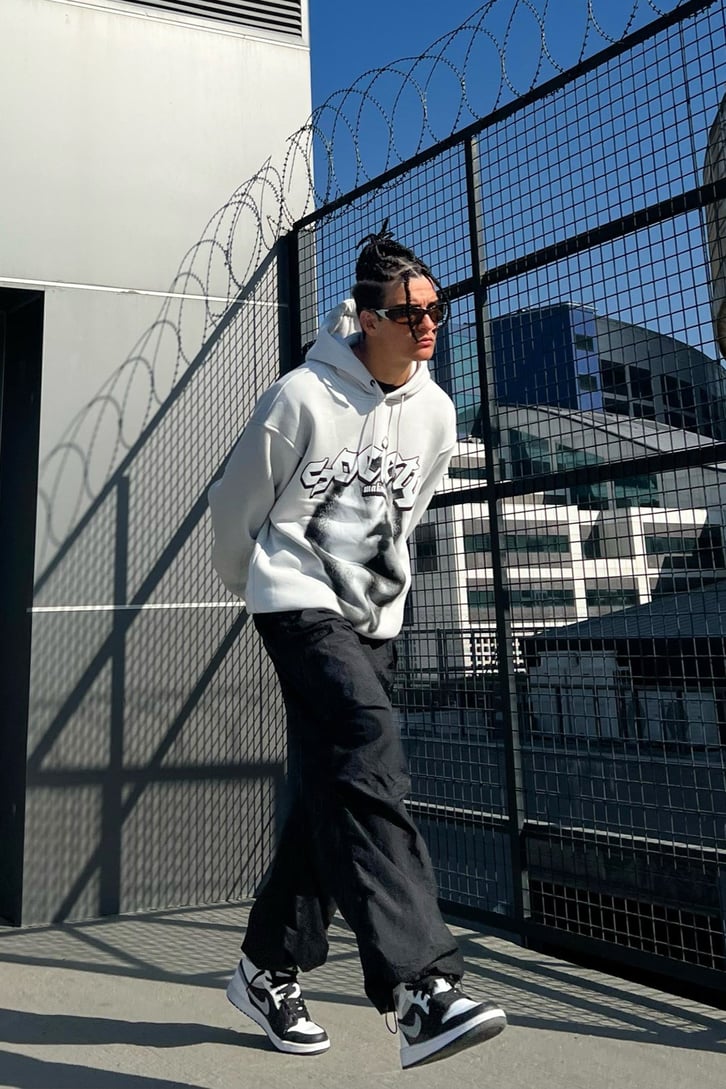 Society Baskılı Oversize Sweatshirt