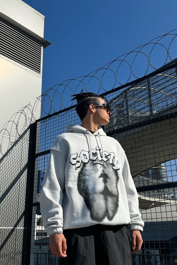 Society Baskılı Oversize Sweatshirt