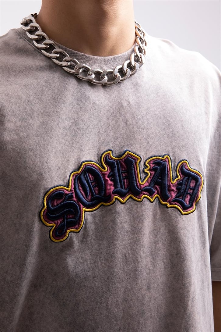 Sohab Nakışlı Acid Wash Oversize Tshirt