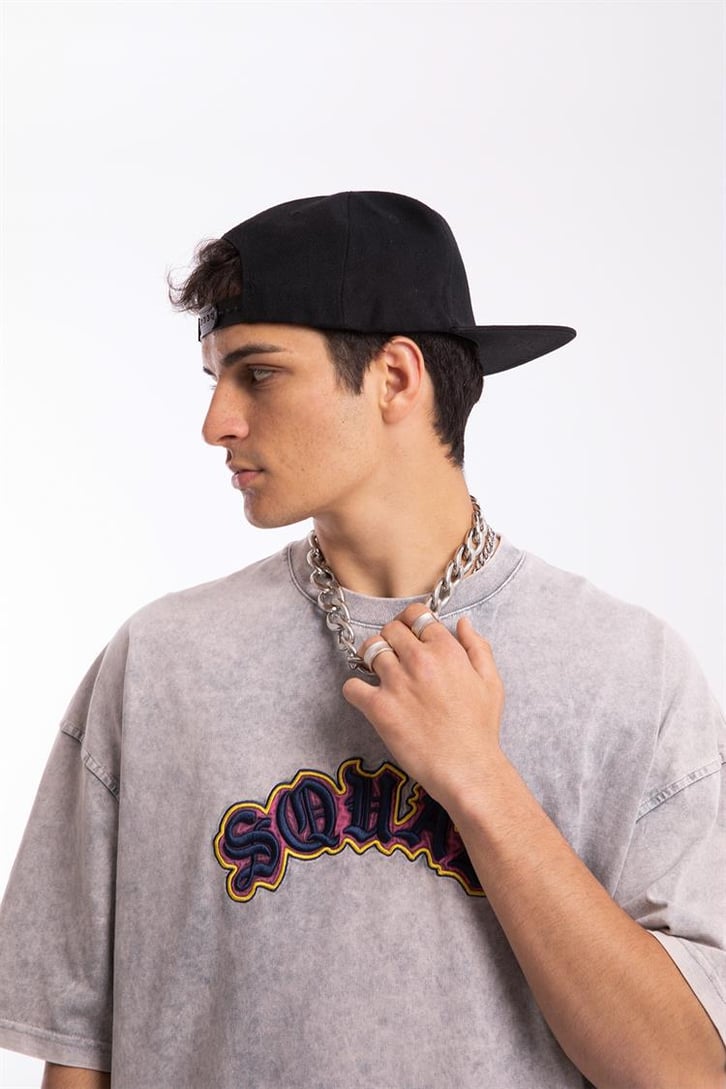 Sohab Nakışlı Acid Wash Oversize Tshirt
