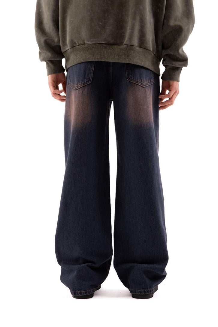 Soluk Efektli Kahverengi Baggy Jean