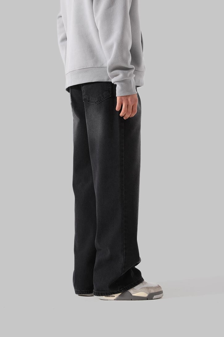 Soluk Efektli Siyah Baggy Jean