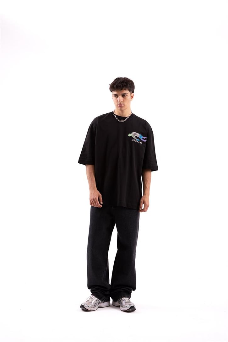 Soul Body Minds Sırt Baskılı Siyah Oversize Tshirt