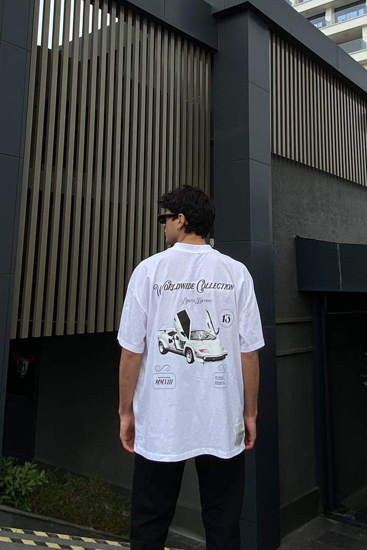 Space Car Oversize Printed Tshirt