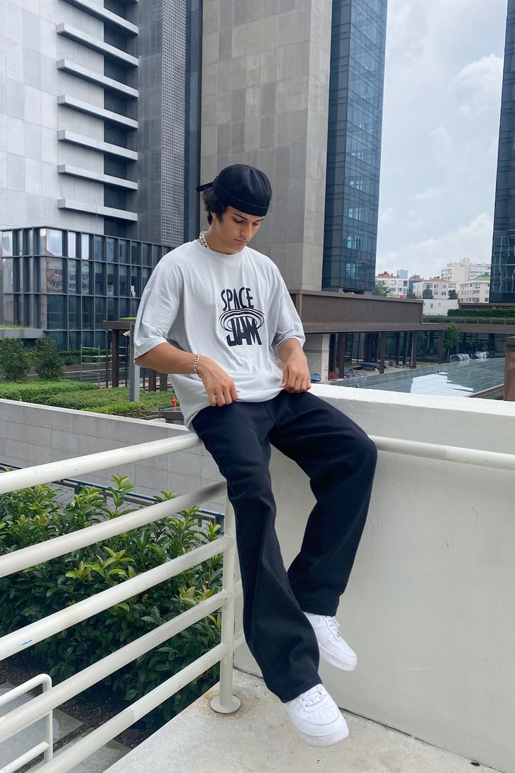 Space Jam Baskılı Oversize Tshirt