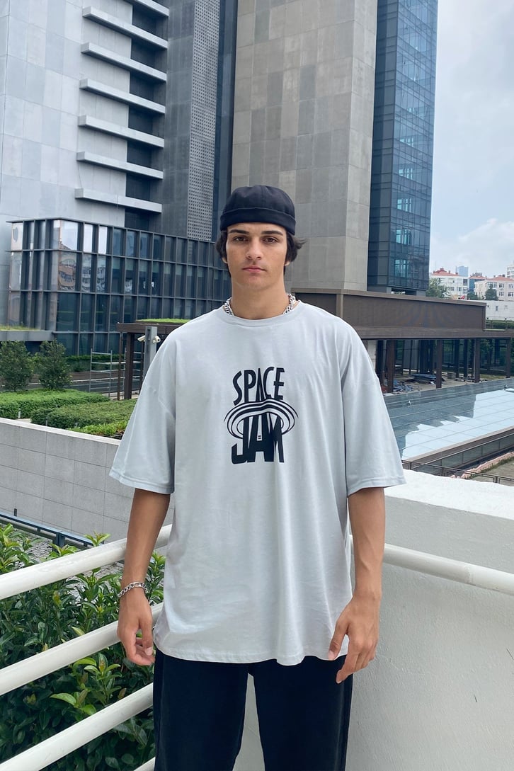 Space Jam Baskılı Oversize Tshirt