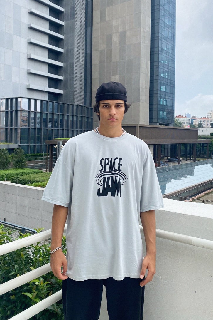 Space Jam Baskılı Oversize Tshirt