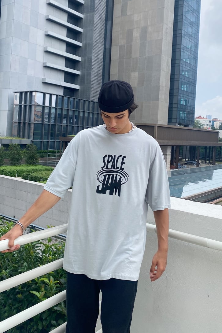 Space Jam Baskılı Oversize Tshirt