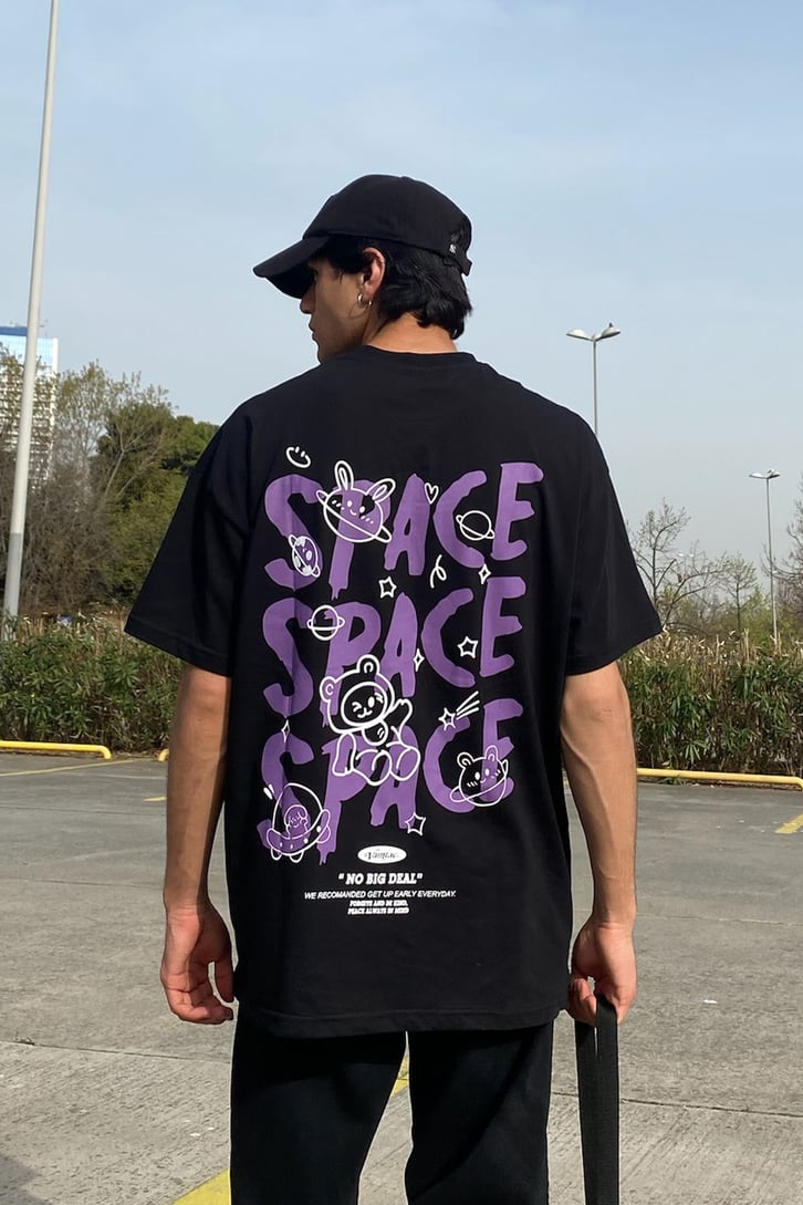 Space Rabbit Baskılı Oversize Tshirt