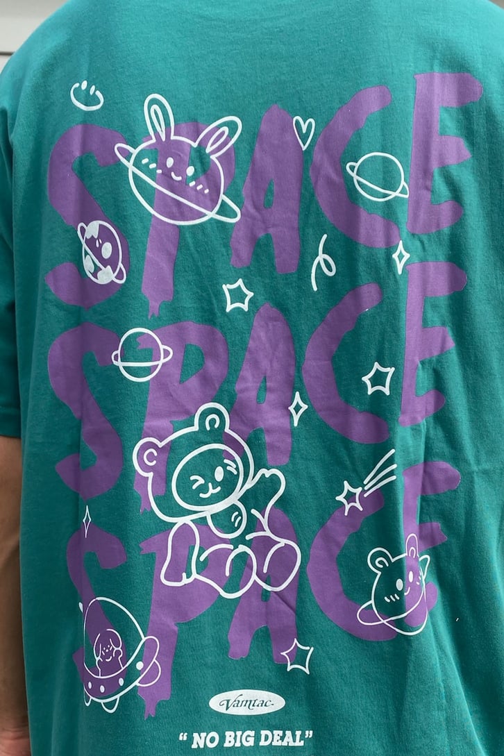 Space Rabbit Baskılı Oversize Tshirt
