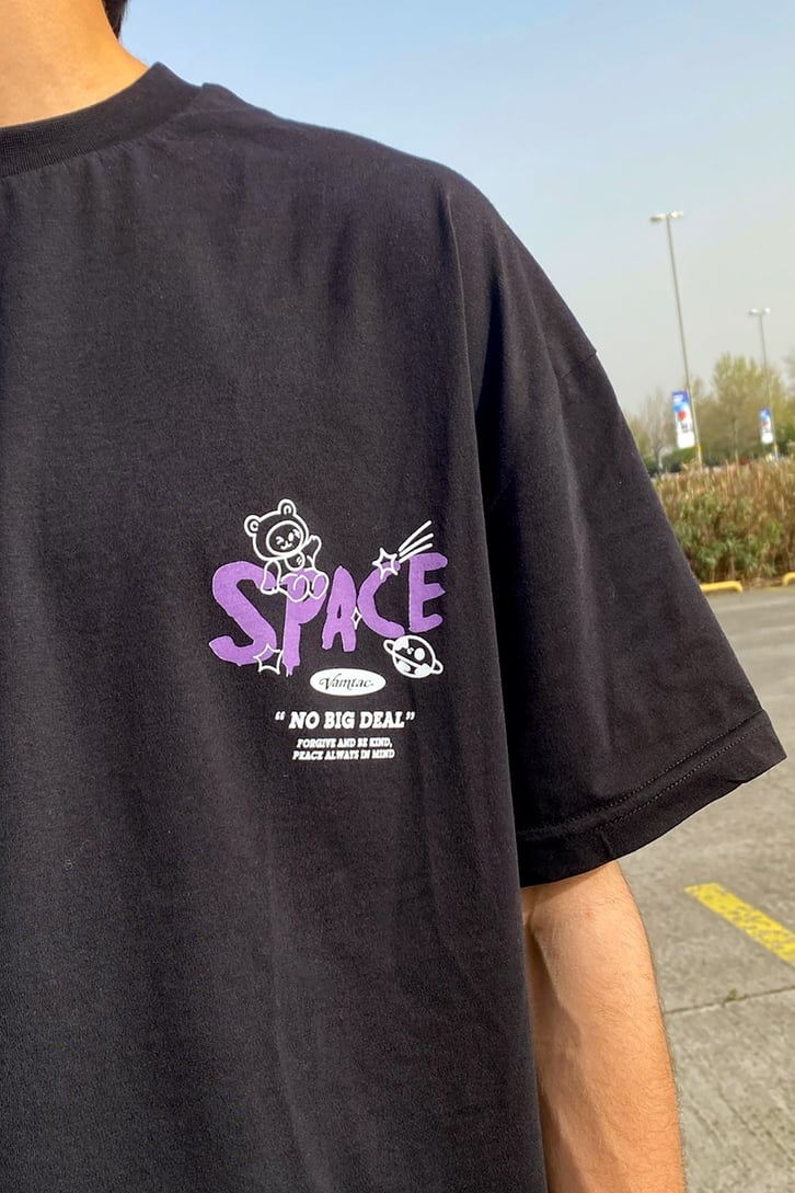 Space Rabbit Baskılı Oversize Tshirt