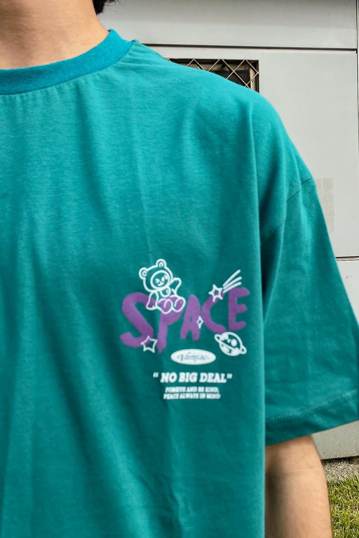 Space Rabbit Baskılı Oversize Tshirt