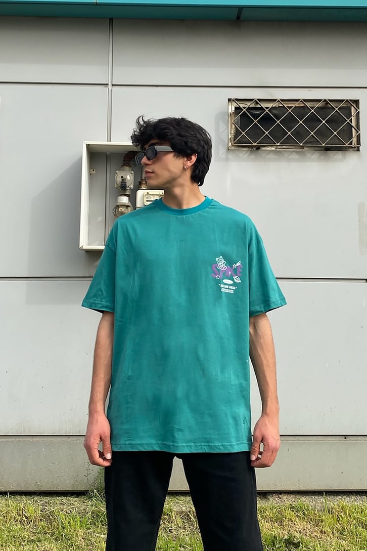 Space Rabbit Baskılı Oversize Tshirt