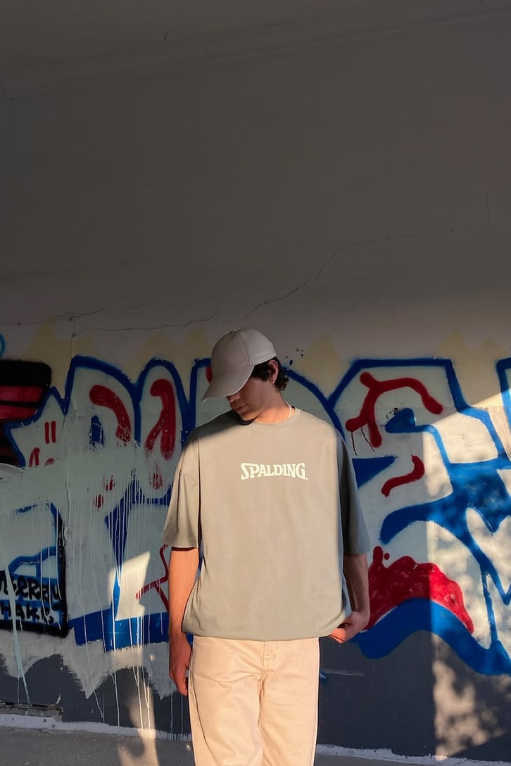 Spalding Baskılı Oversize Tshirt