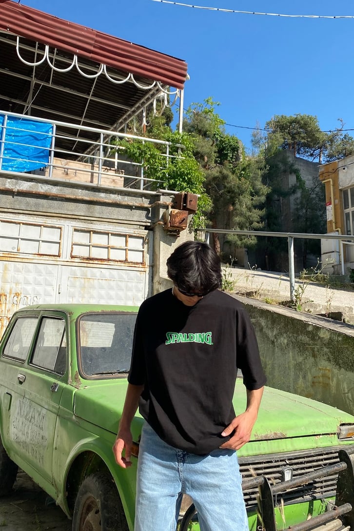 Spalding Baskılı Oversize Tshirt