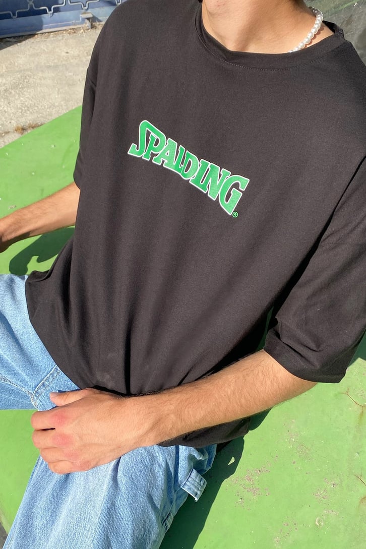 Spalding Baskılı Oversize Tshirt
