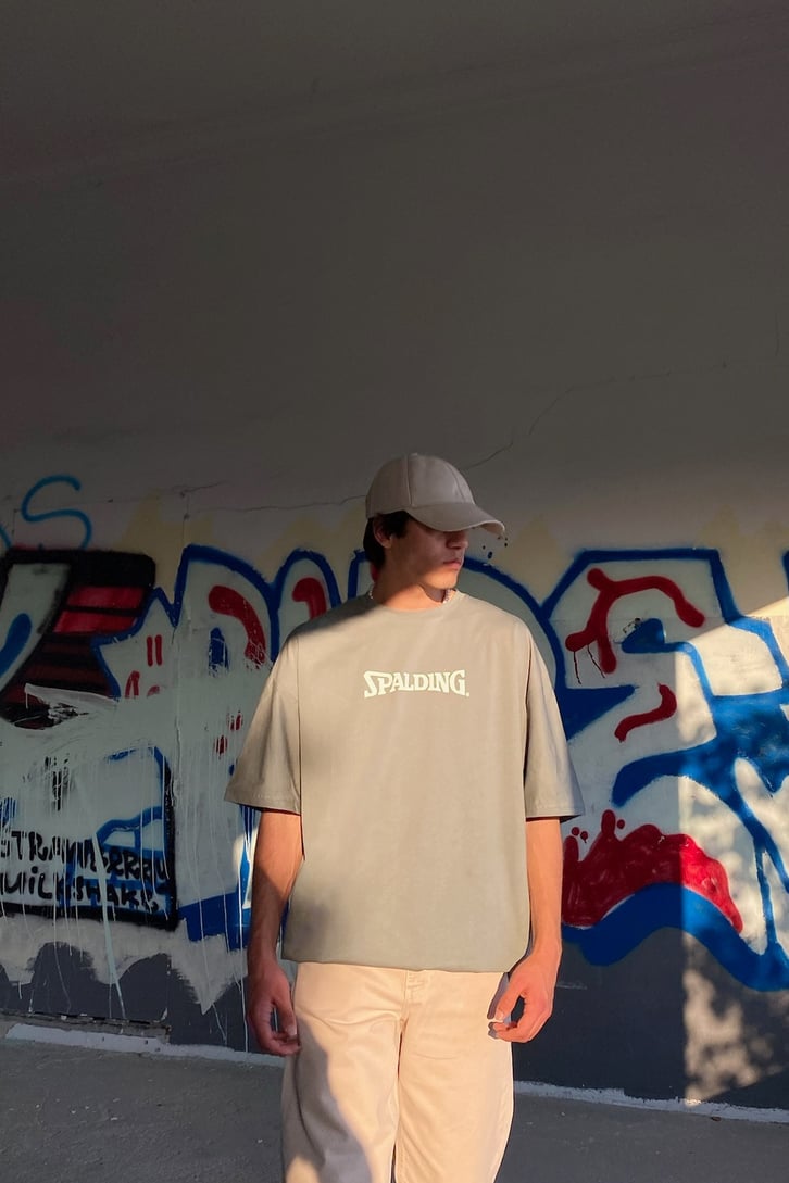 Spalding Baskılı Oversize Tshirt