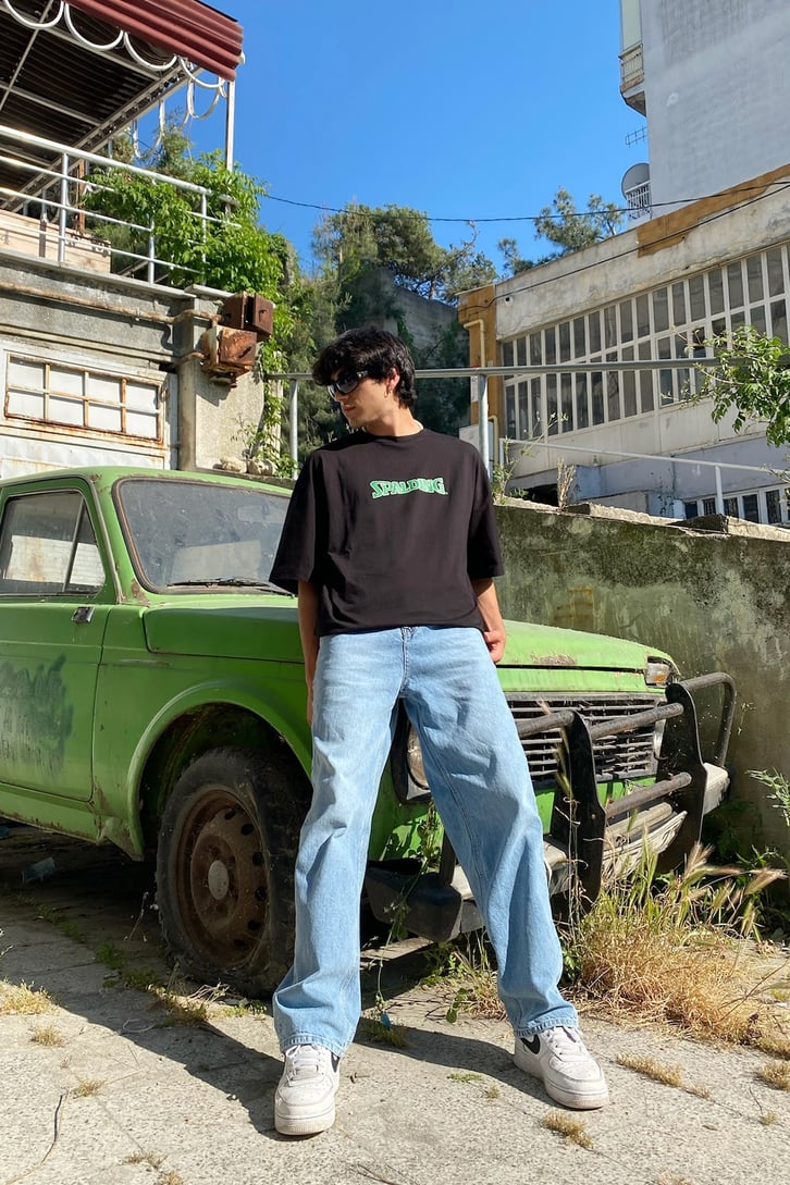 Spalding Baskılı Oversize Tshirt