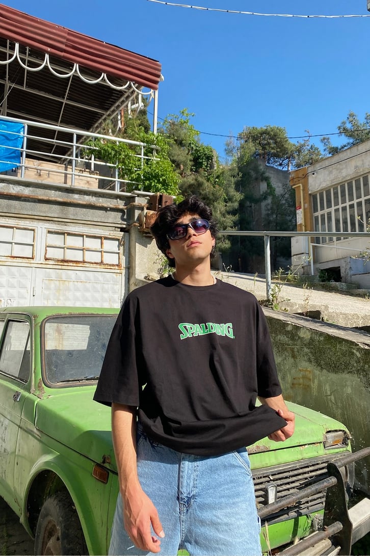 Spalding Baskılı Oversize Tshirt
