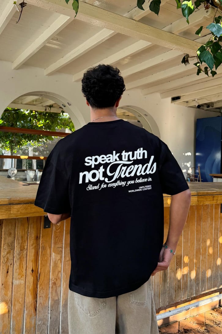 Speak Truth Baskılı Oversize Tişört