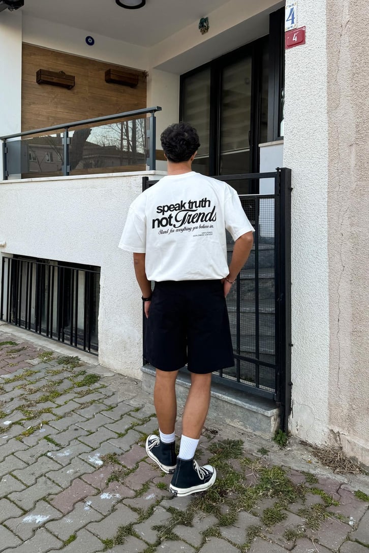 Speak Truth Baskılı Oversize Tişört