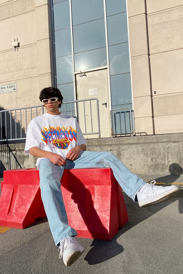 Spectacular Snake Baskılı Oversize Tshirt