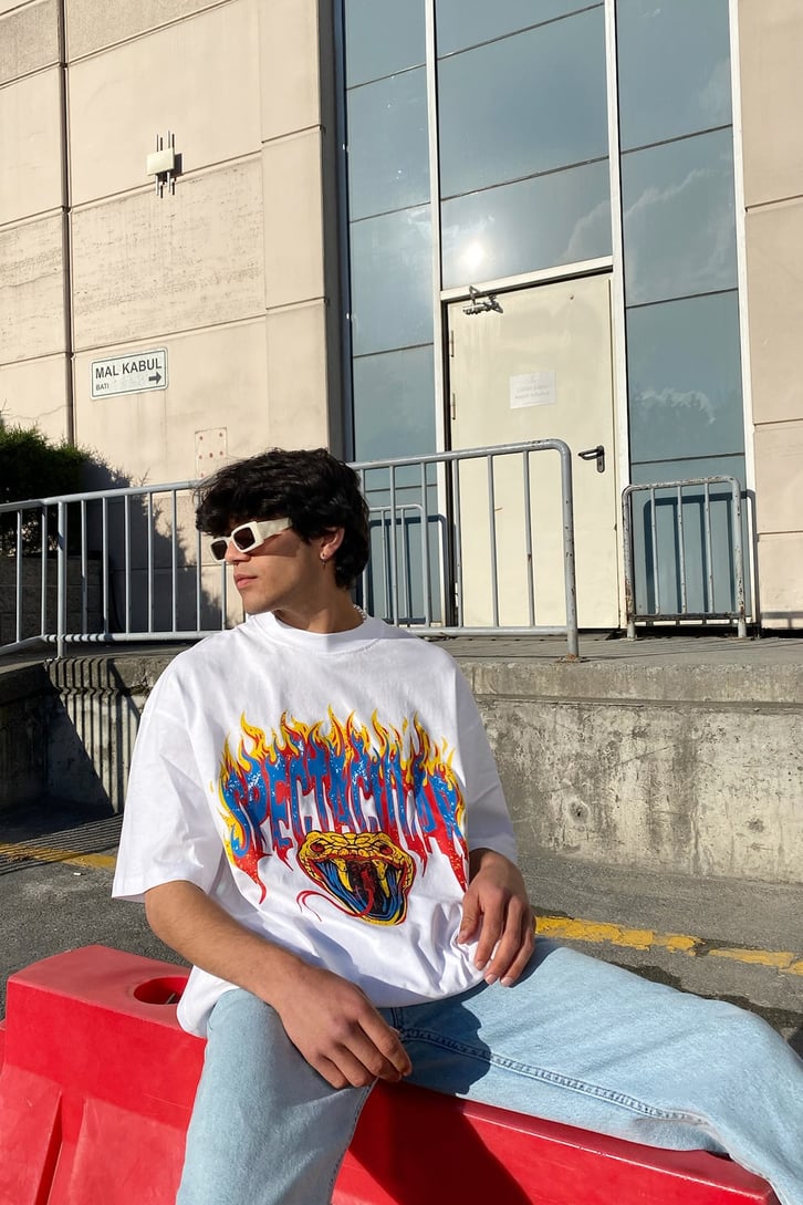 Spectacular Snake Baskılı Oversize Tshirt