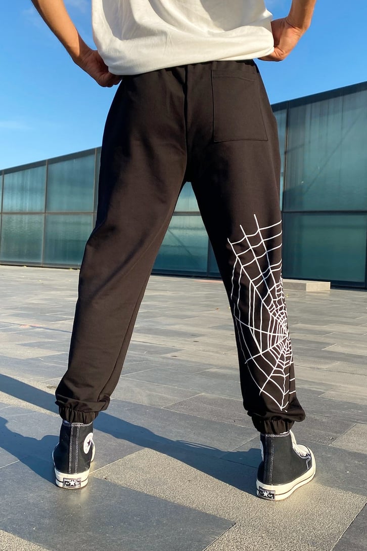 Spider Web Siyah Eşofman Altı