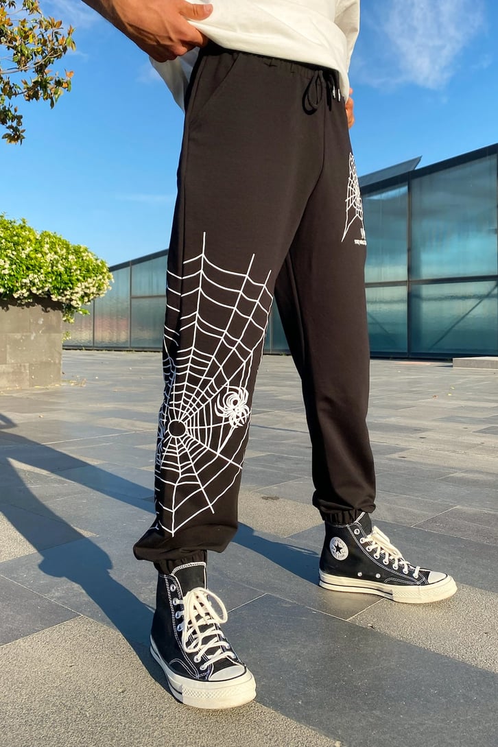 Spider Web Siyah Eşofman Altı